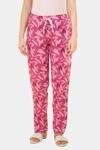 Amante Full Length Pyjama Bottom - Red Violet Floral Print — thumbnail 1